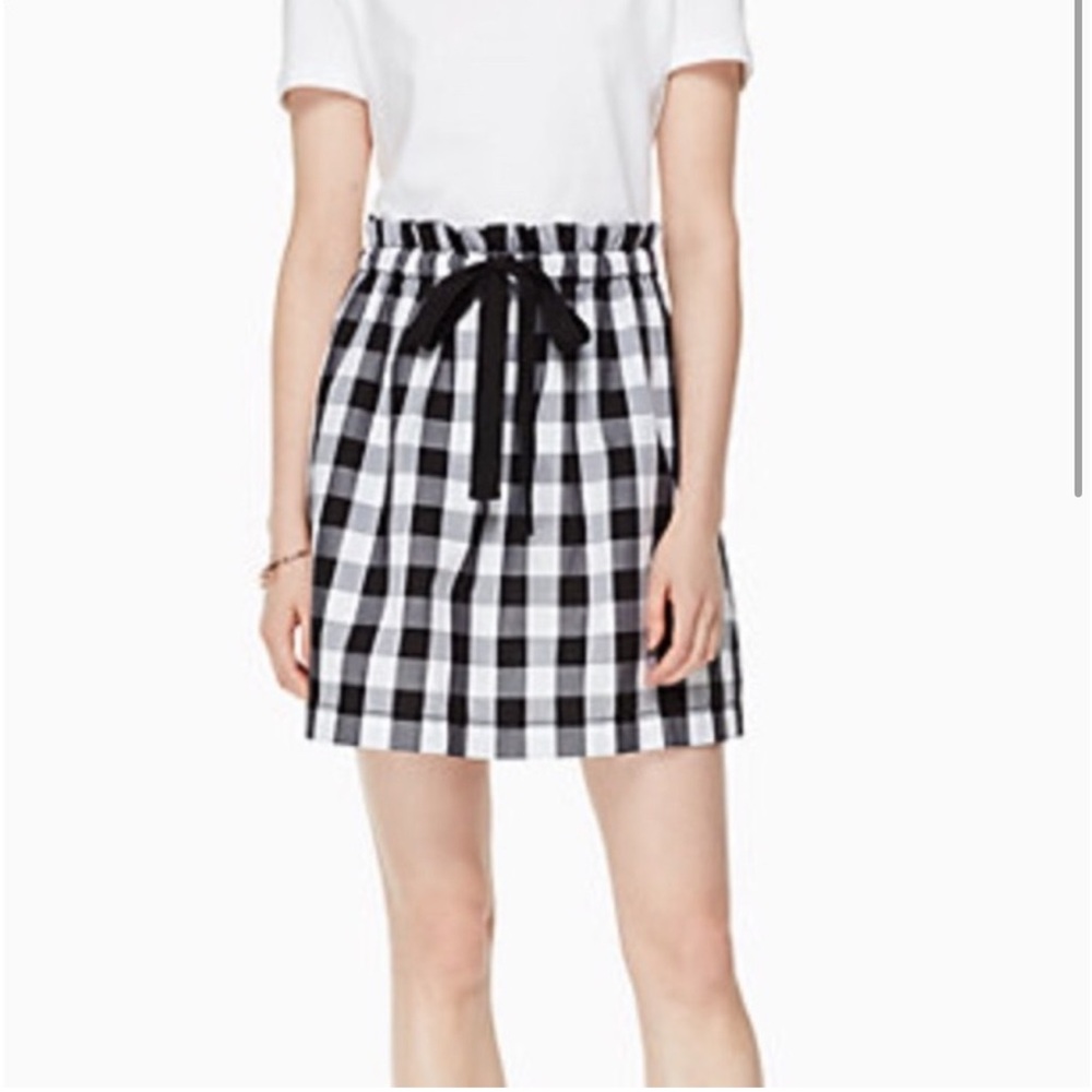 Kate spade Broome Street Black and white gingham skirt Size large New!